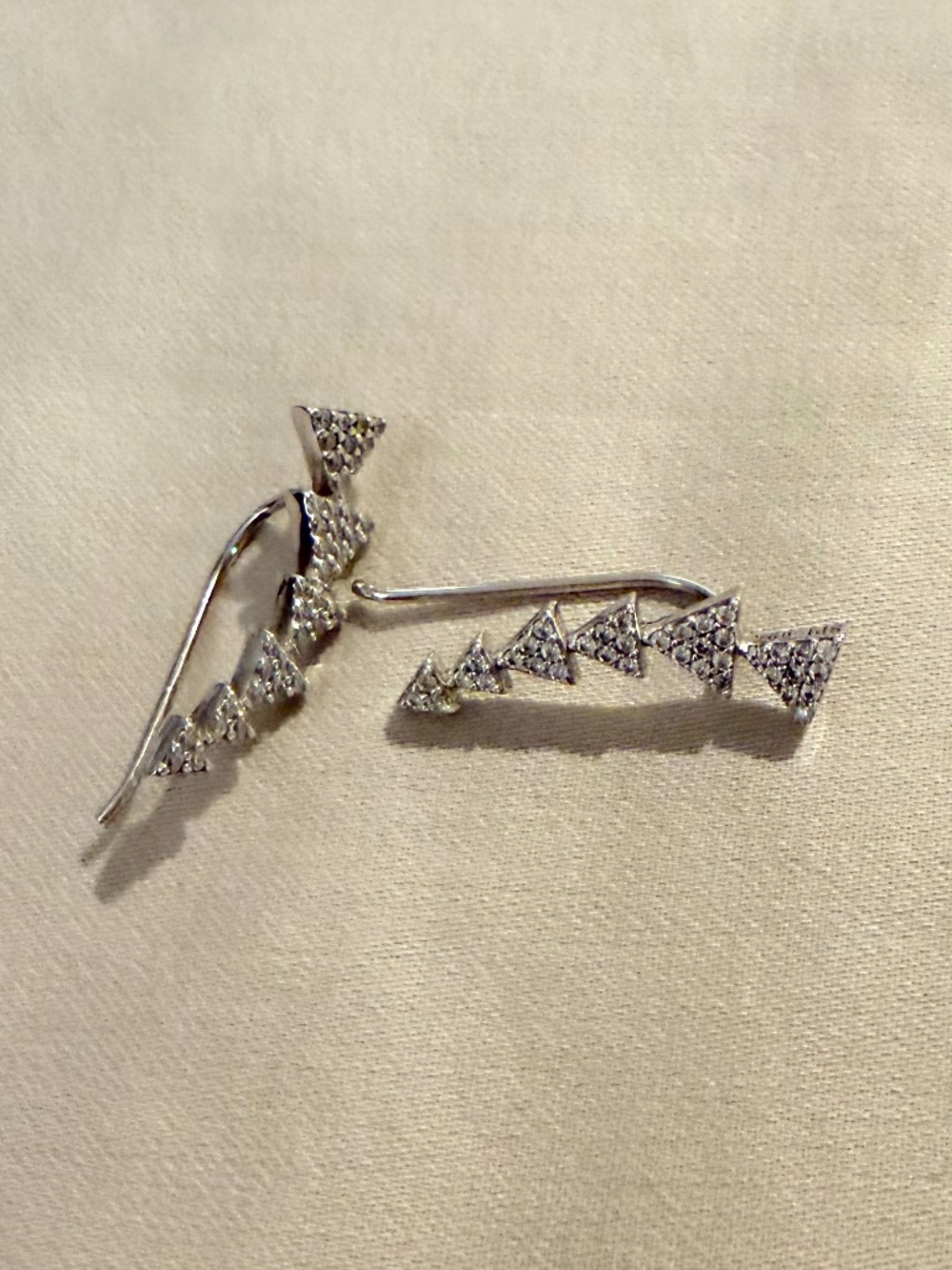 ADORNIA Swarovski Crystal Arrow Ear Climbers in Silver